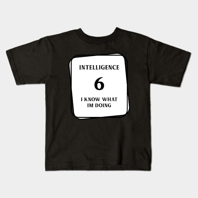 Funny 6 Intelligence RPG Meme Kids T-Shirt by pixeptional